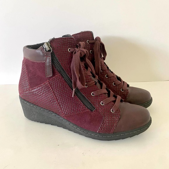 Spring Step Shoes - Spring Step Lilou Ankle Wedge Sneaker Boot in Bordeaux 8.5